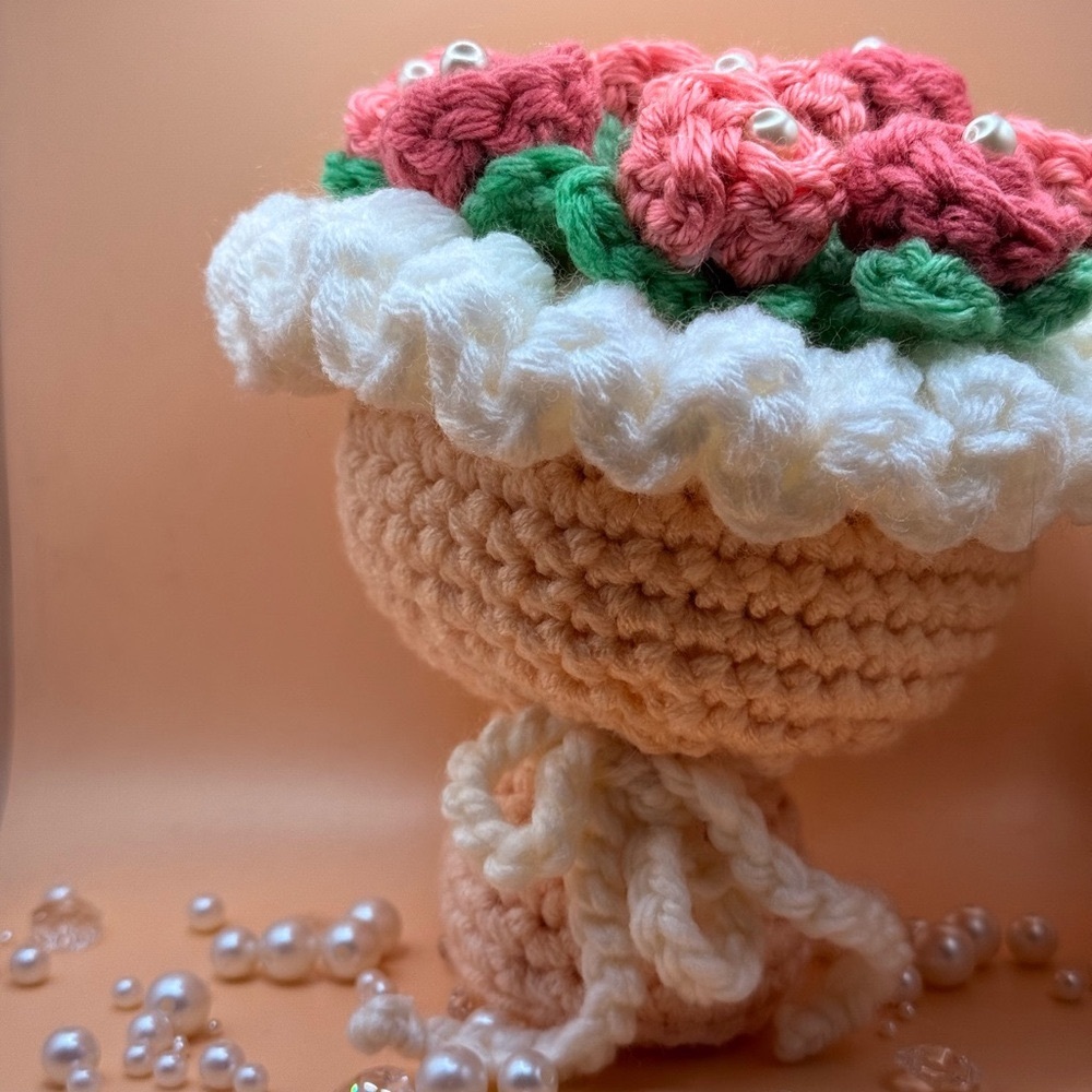 Jumbo Stuffed Crochet Rose Flower Bouquet